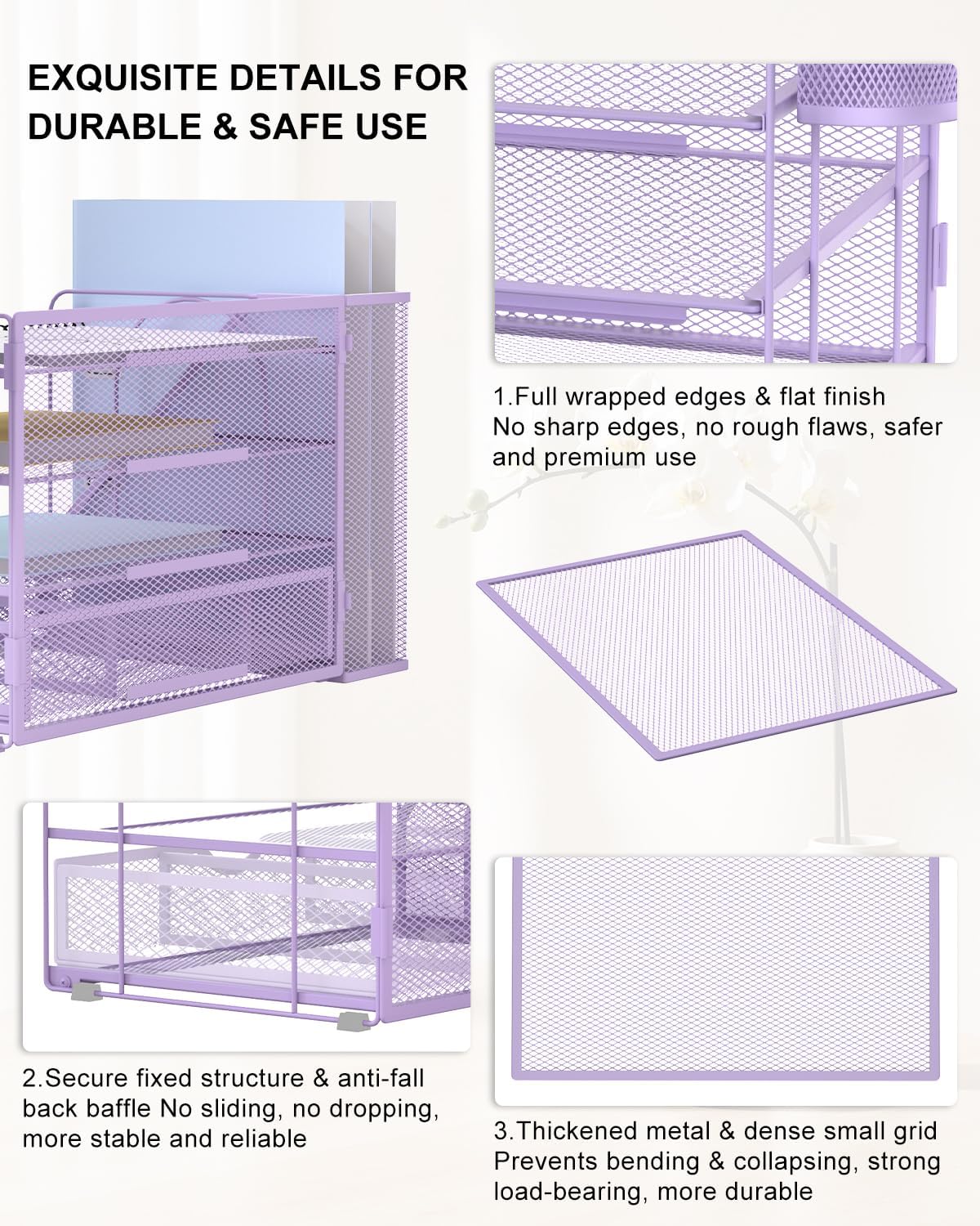 WALI Desk File Organizer, 4 Tier Desktop Paper Letter Tray Organizer with Drawer and 2 Pen Holders, Office Desk