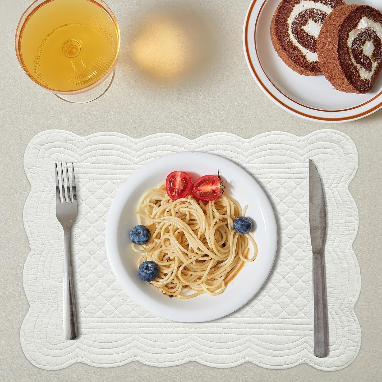 HOMBYS Quilted Placemats Set of 6 Washable-13x18 inches Rectangular Placemats for Kitchen Table-100% Cotton Fabric