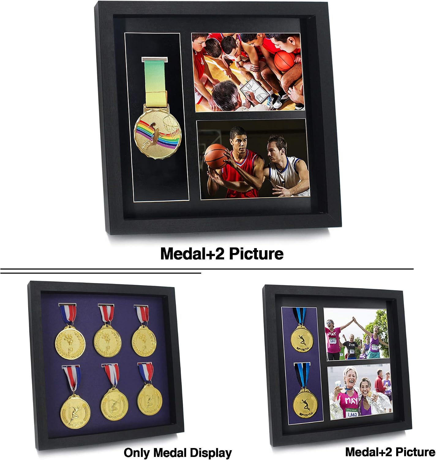 Iheipye Large Medals Display Shadow Box - 6 Medal Display case - Perfect Medal Display for War Military, Runners