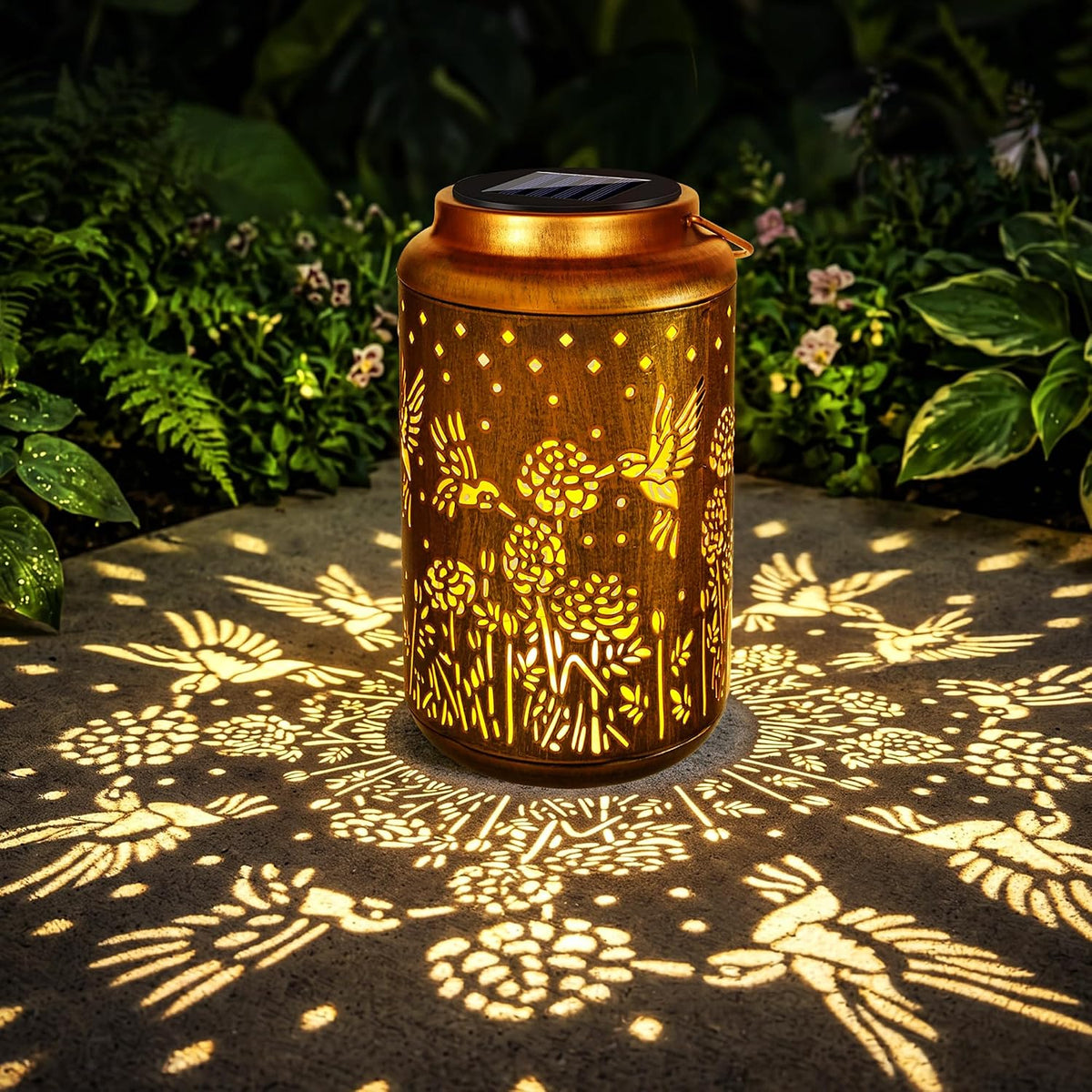 Brizled Hummingbird Solar Lanterns, Outdoor LED Hanging Solar Lights, Warm White Garden Tabletop Lantern Light, Mother's Day Birthday Decorative Gifts for Mom Grandma Women, for Patio Balcony Path