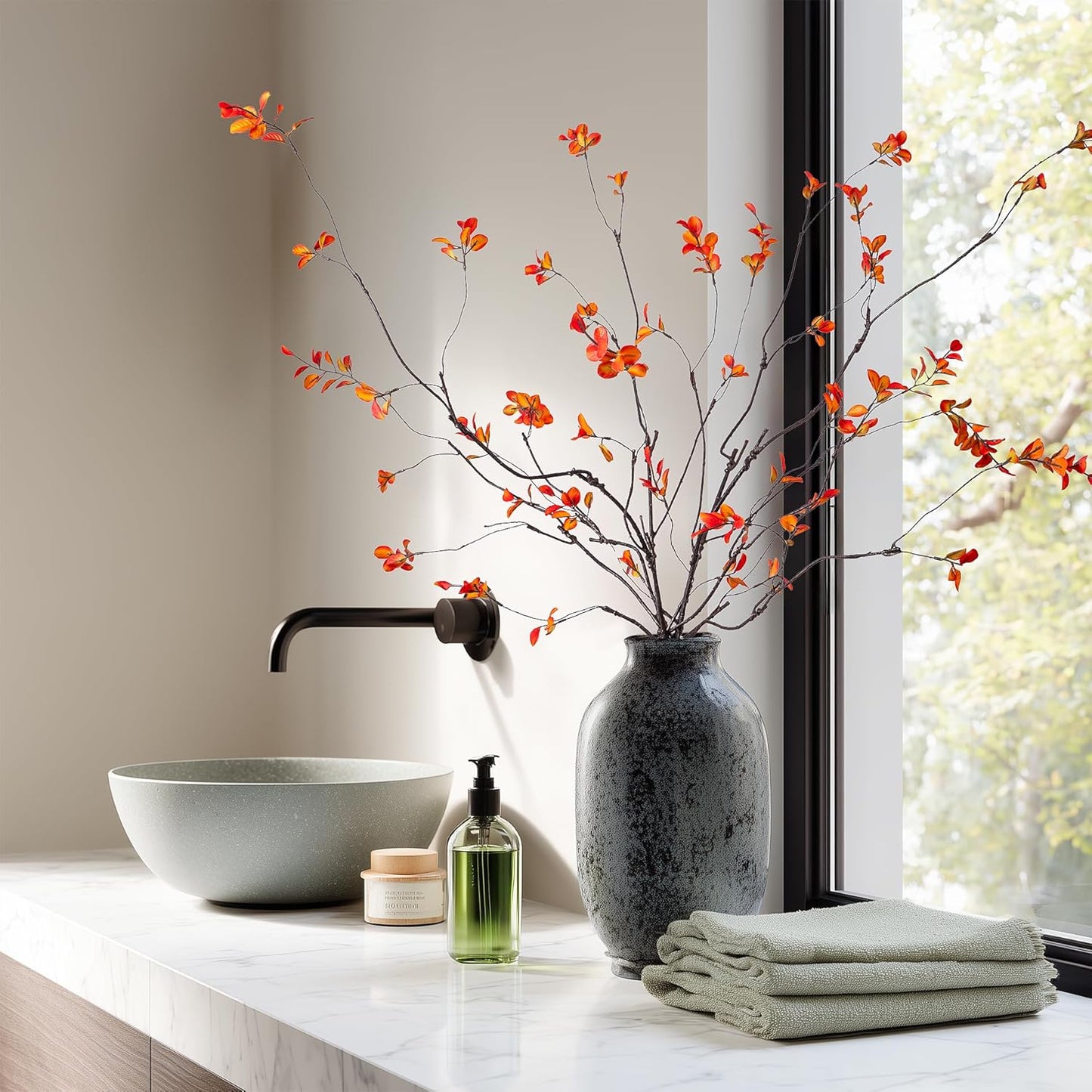 Artificial Ficus Branches 47.2" Artificial Eucalyptus Stems Fake Ficus / 47.2"orange / Set of 4
