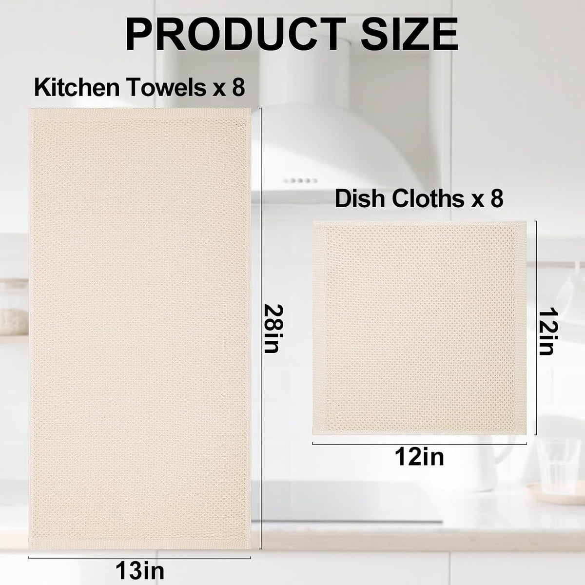 Homaxy 16 Pack 100% Cotton Kitchen Towels and Dishcloths Set, Mixed Color | 12 x 12 Inches and 13 x 28 Inches Kitchen