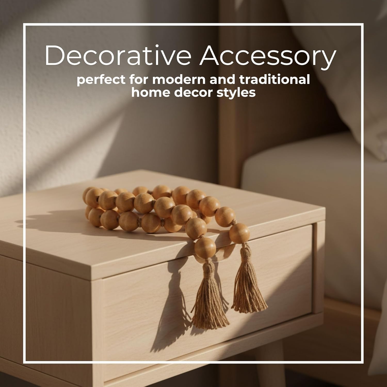 Wood Decorative Objects Bead Garland / Brown / 1.25" H