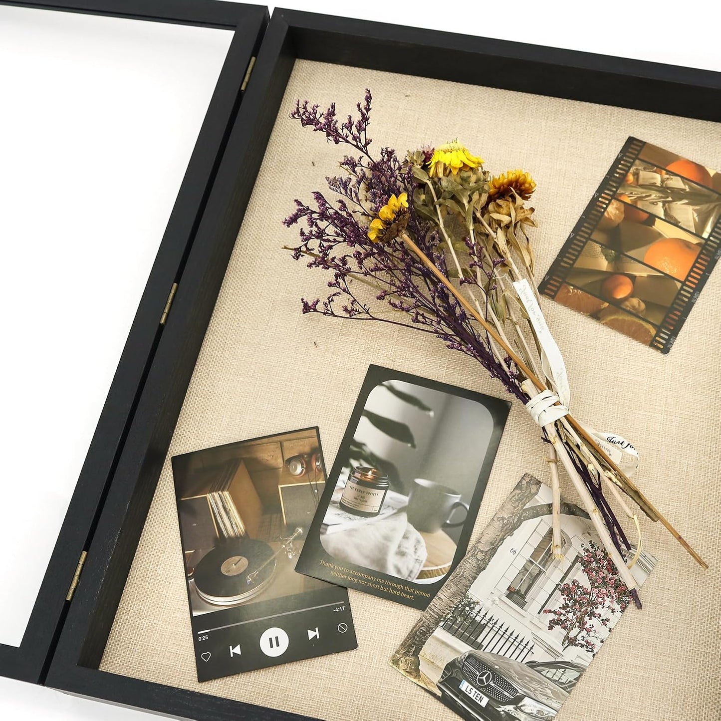 Large Graduation Shadow Box Frame for Cap Gown, Black 16x20 Display Case | Hinged Front Open Door Keepsake Box with