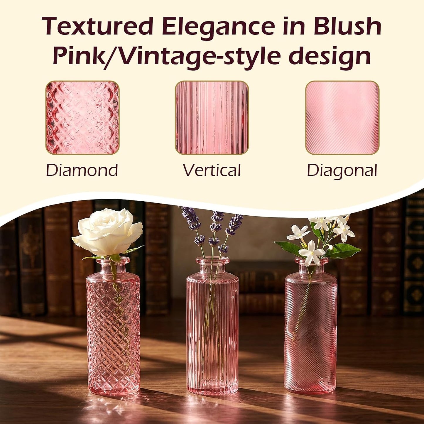Glass Bud Vases / Pink / Set of 30