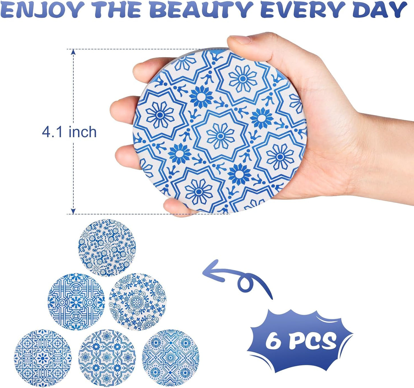 Holder / Blue and White Style Ceramic Drink Coaster / Blue Print