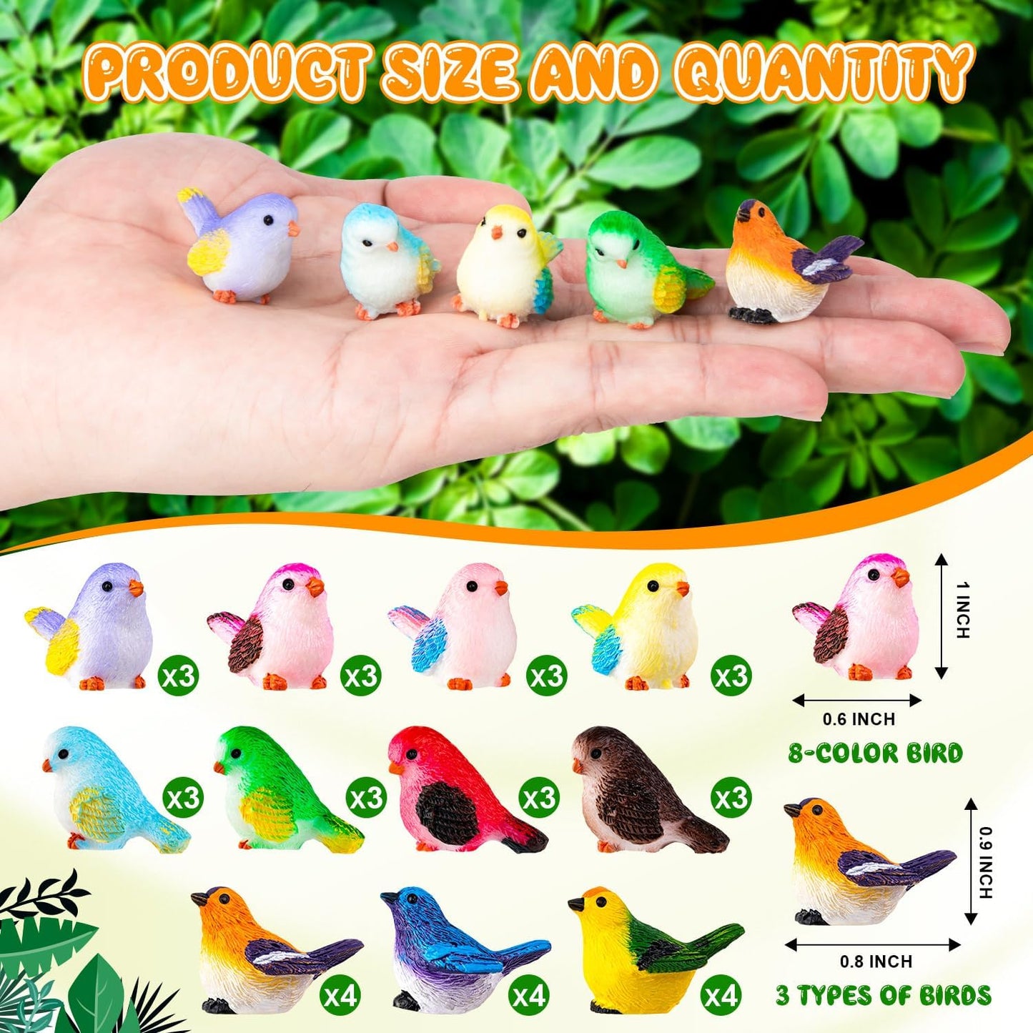 Miniature Bird Decorative Figurines / Minibird / Set of 72