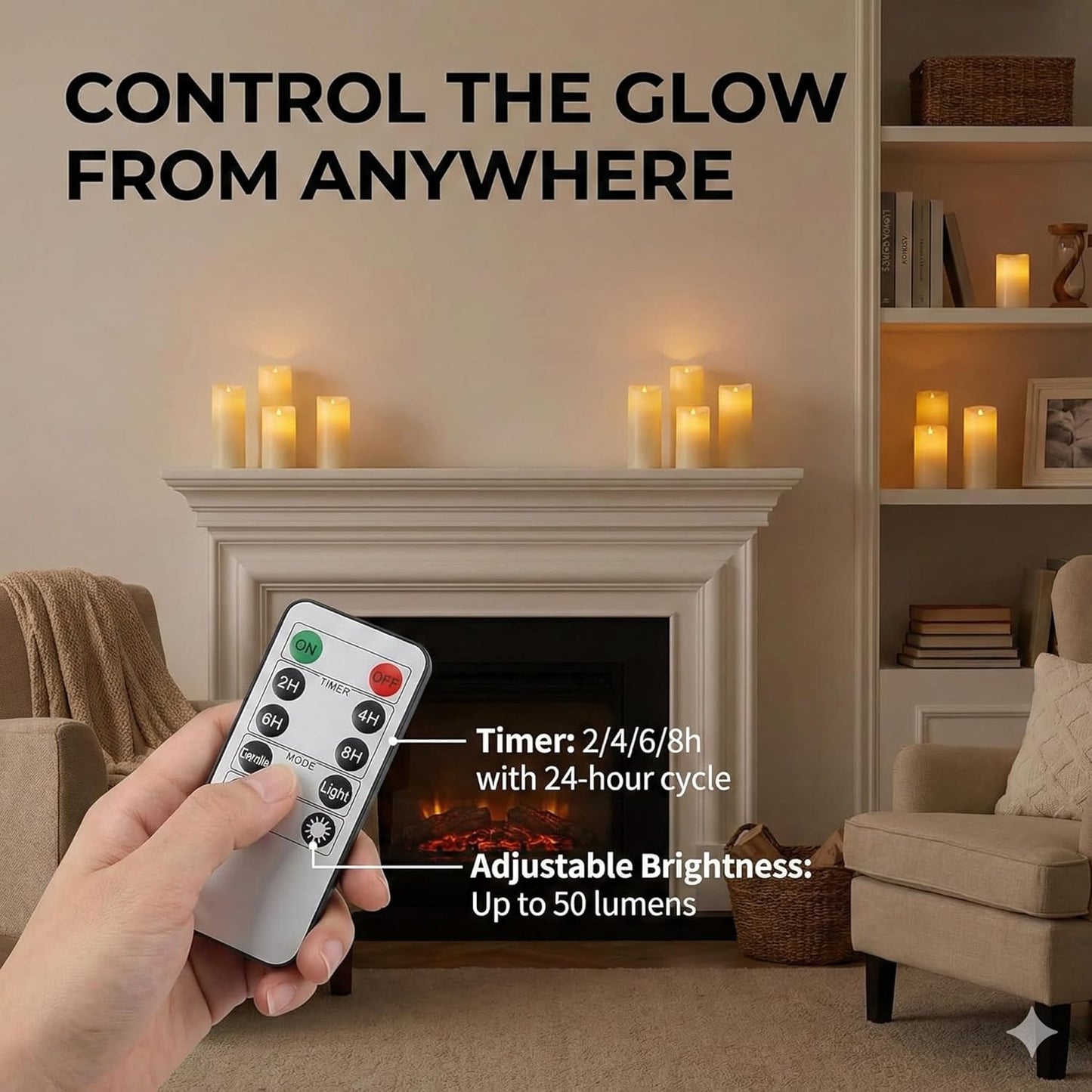 Waterproof Flameless Candles, 12 PC Battery Operated LED Pillar Candles with 2 Remote Controls & Timer, Flickering