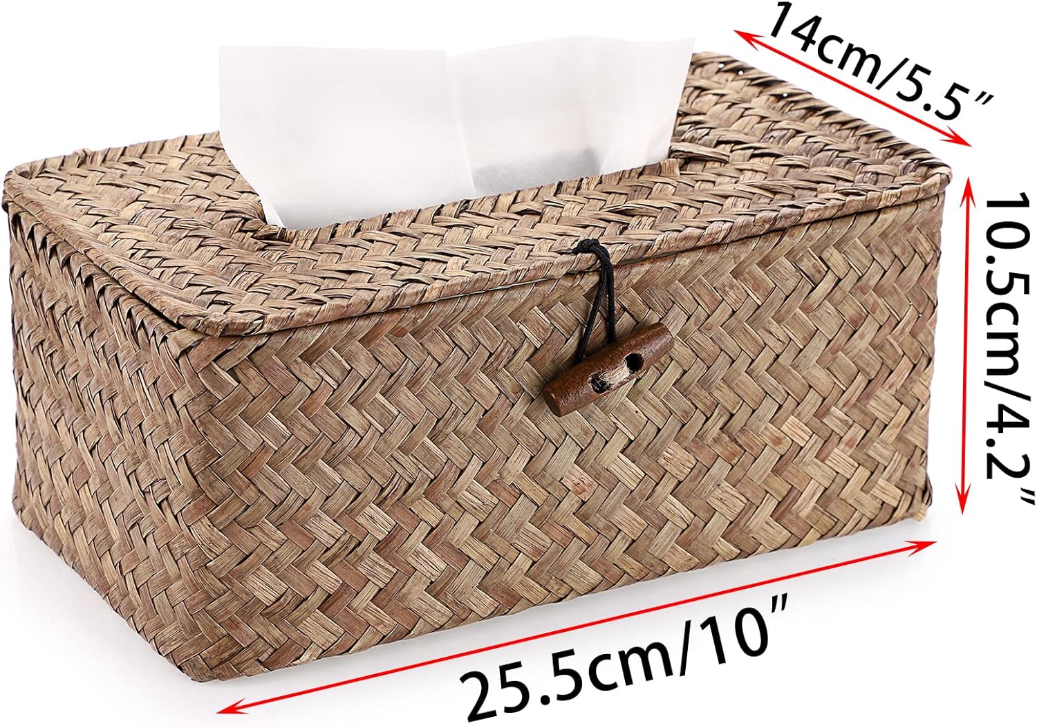 Tissue Box Cover Rectangle Tissue Box Seagrass Tissue Box Holder Woven Tissue / Coffee / Medium