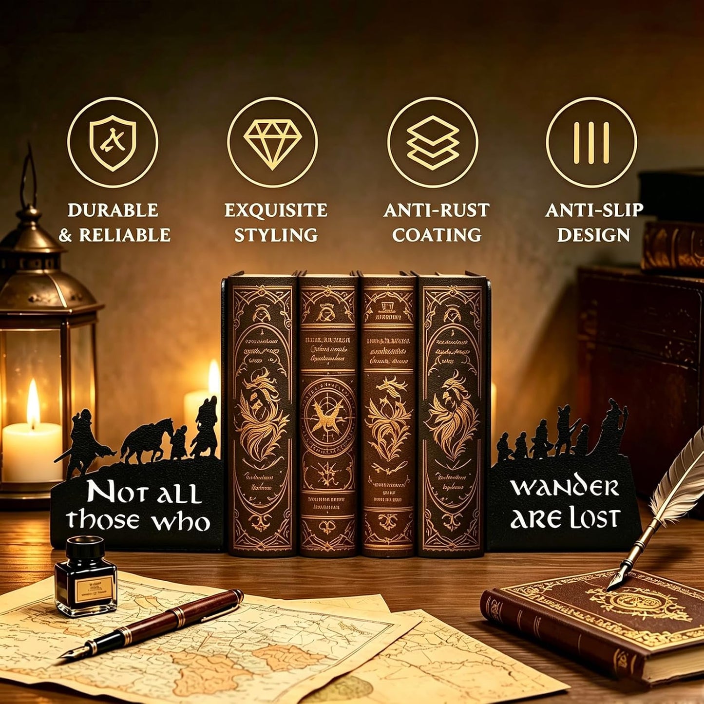 Home Shelves & / Large Unique Book Holders / Black
