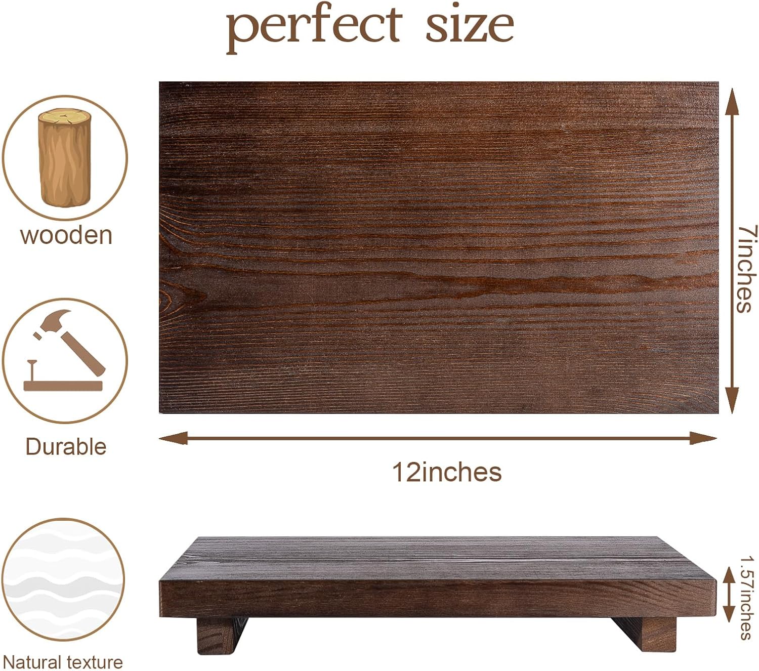 Bathroom Counter Organizer Wood Pedestal Stand Farmhouse Decorative Tray / Walnut / 11.8 x 7 x 1.6