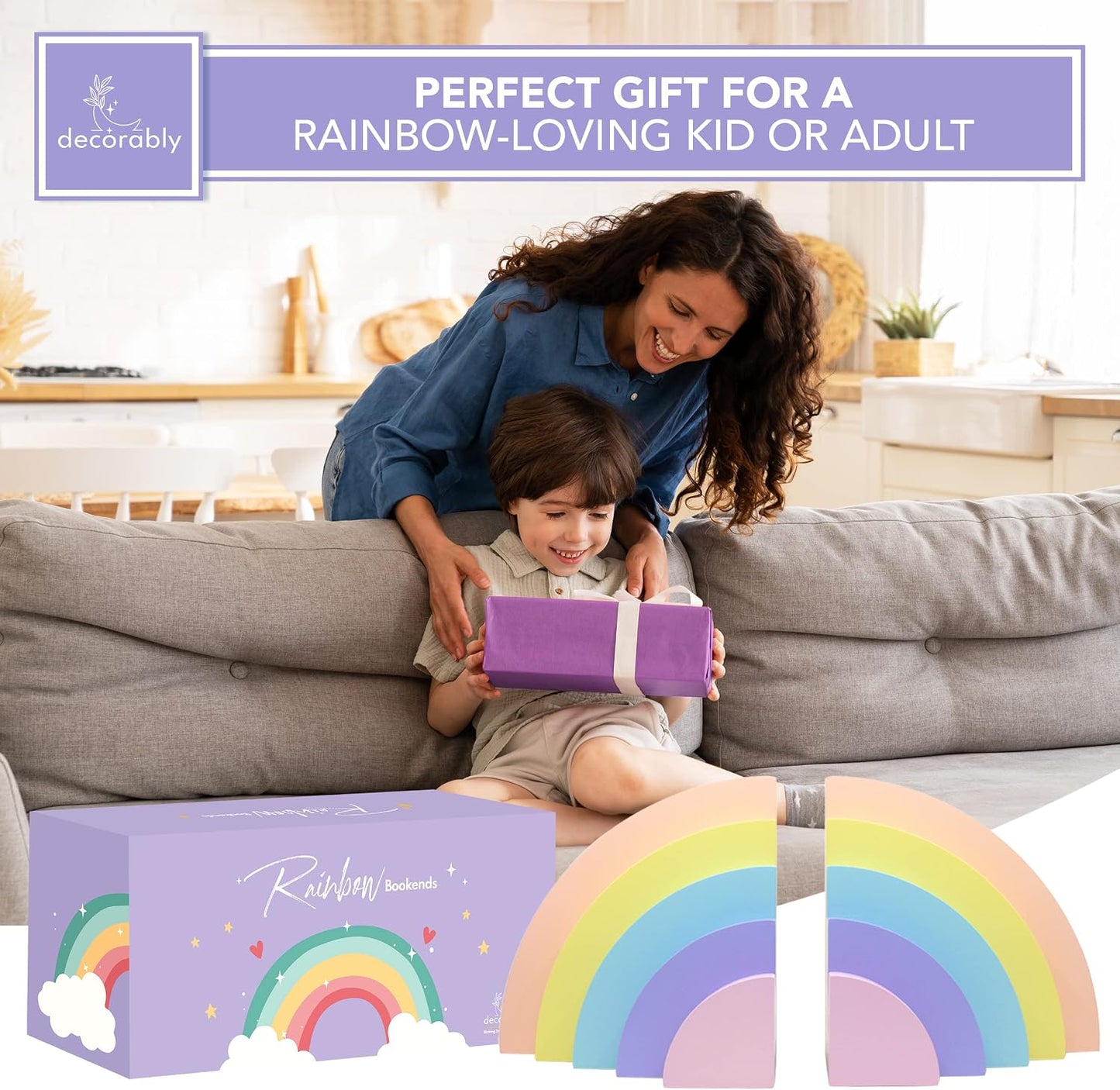 Rainbow Bookends for Kids / Pastel
