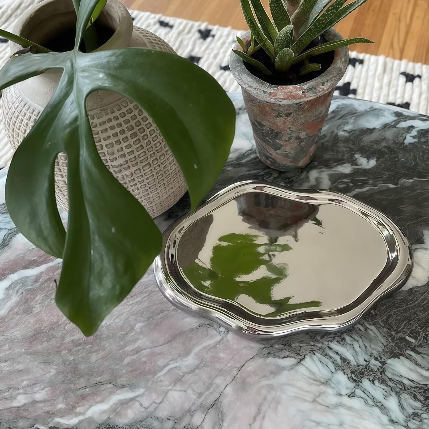 Room Decorative Vanity Tray / Silver