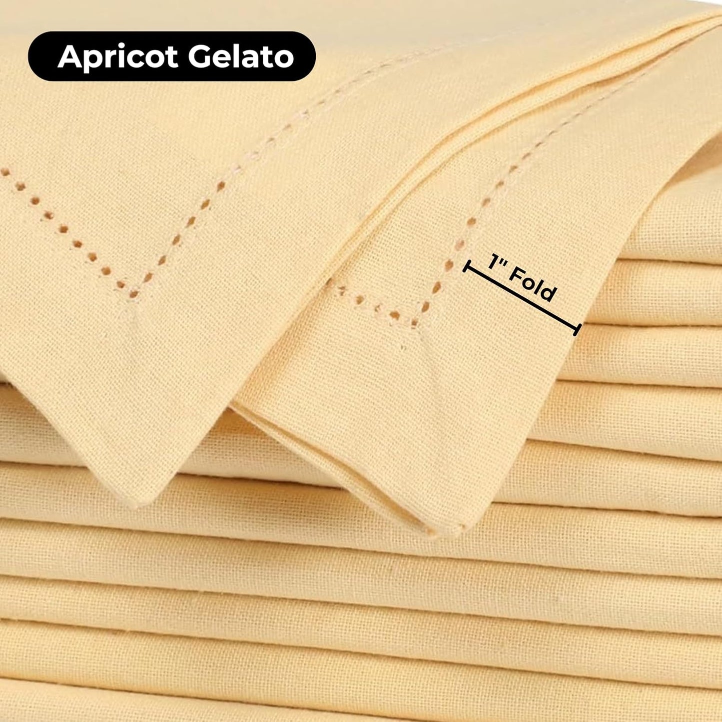 Bedding Craft Cotton Dinner Cloth Napkins Set of 12 – 18x18 Apricot Gelato Hemstitched – Machine Washable Fabric