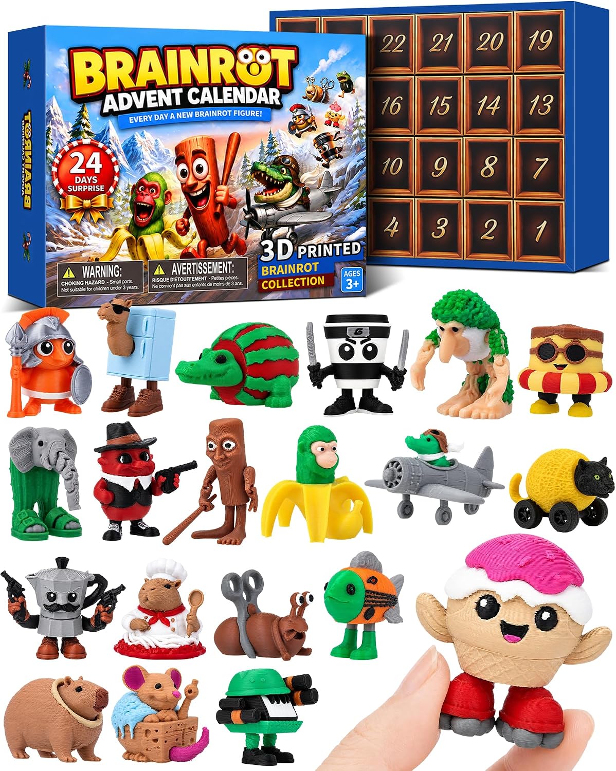 Italian Brainrot Advent Calendar 2026 for Kids, 3D Printed Toys Gifts