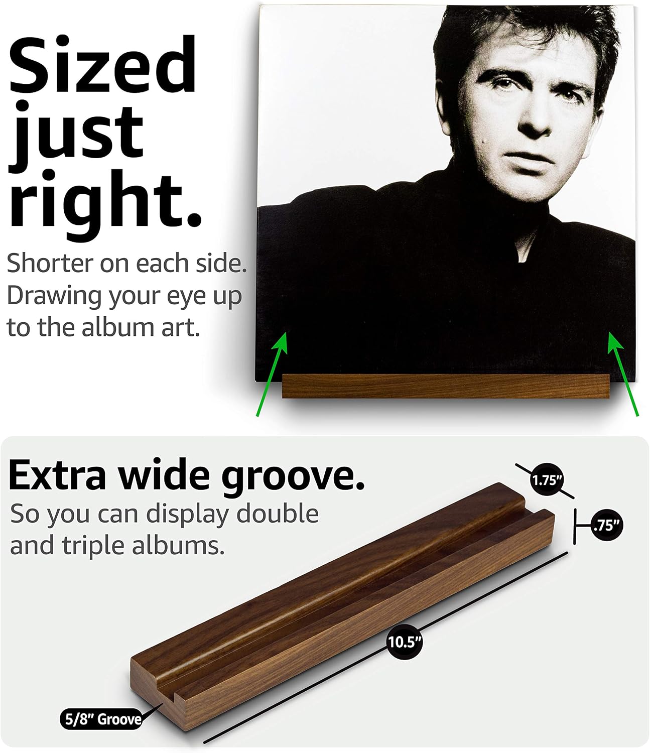 Walnut Vinyl Record Display Shelves, Album Art & Now Playing | Solid walnut shelves for album art décor or now playing