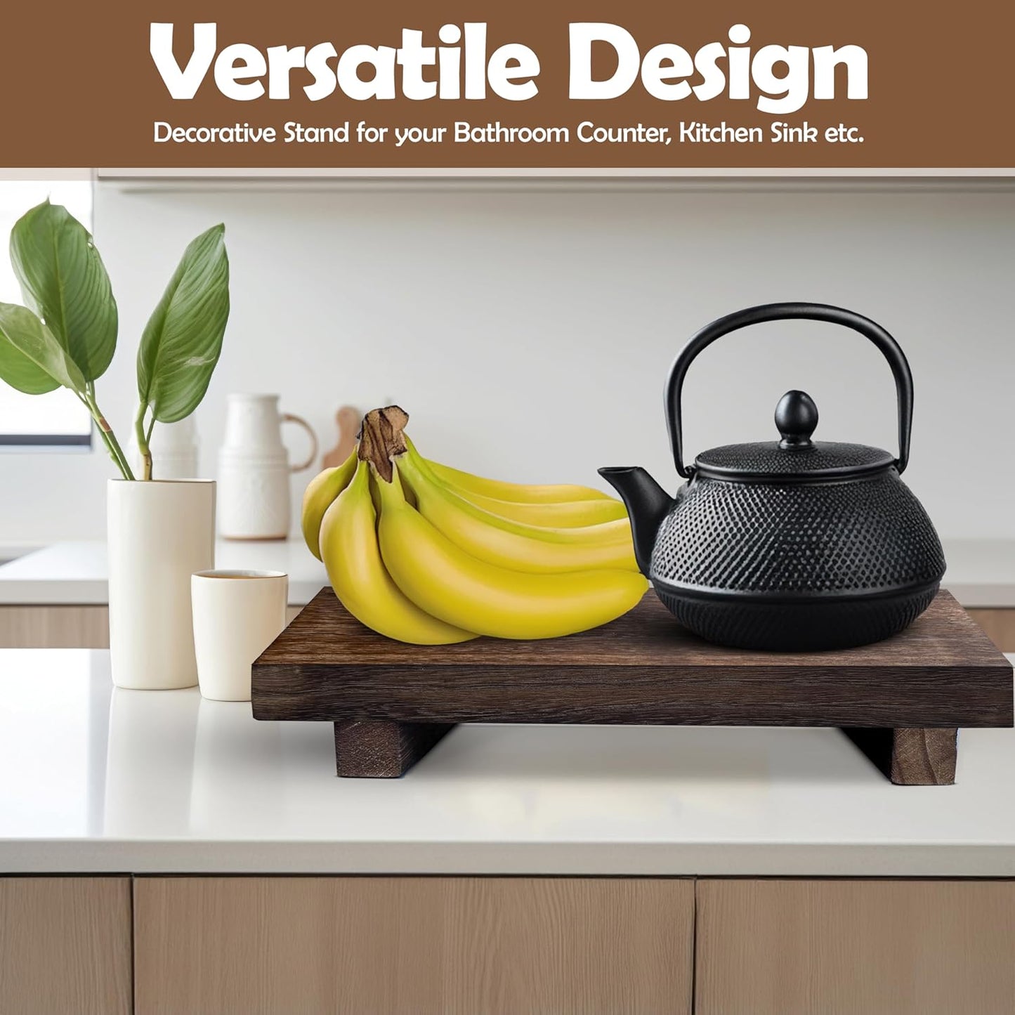 Rectangular Pedestal Stand / Brown / 9 x 6 x 1.5