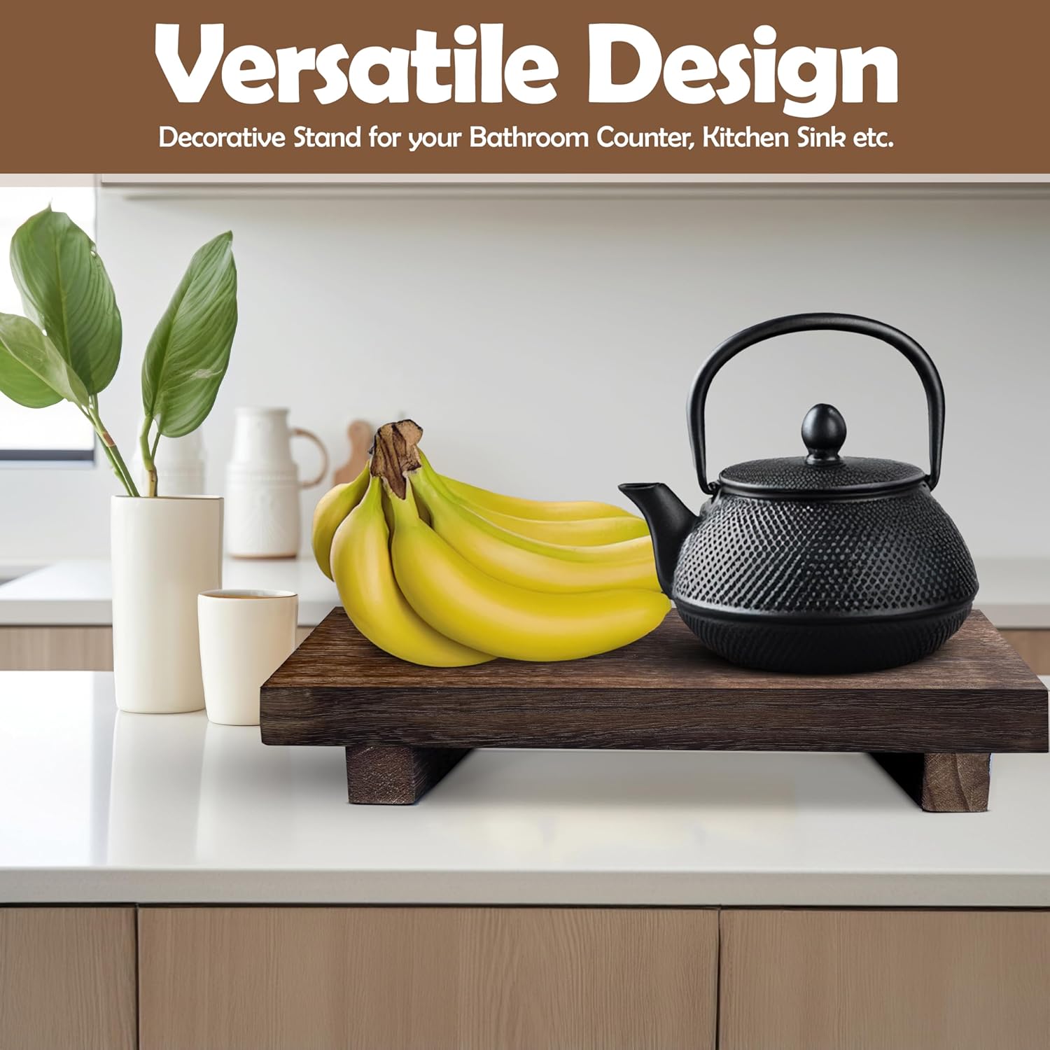 Rectangular Pedestal Stand / Brown / 9 x 6 x 1.5
