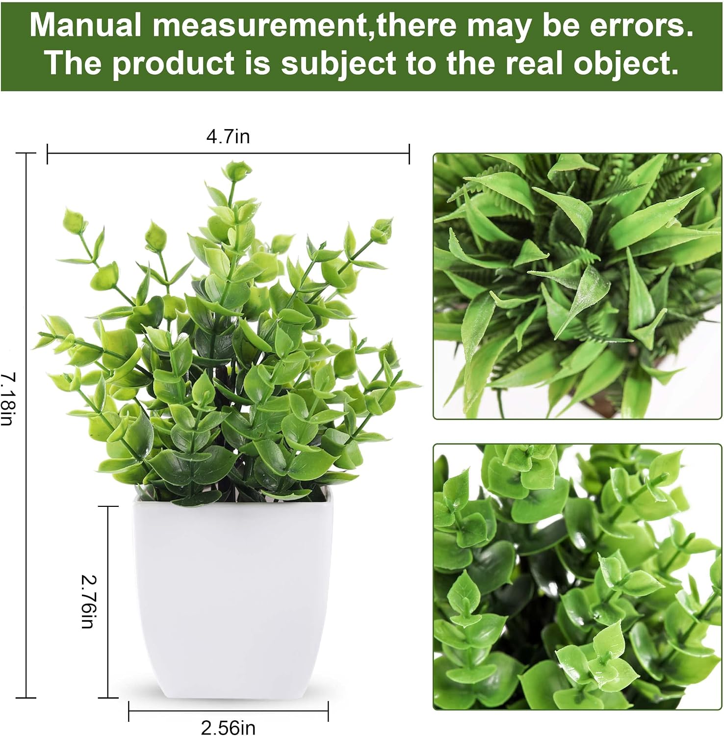 Small Fake Plants Mini Artificial Potted Plants / Green / Set of 2