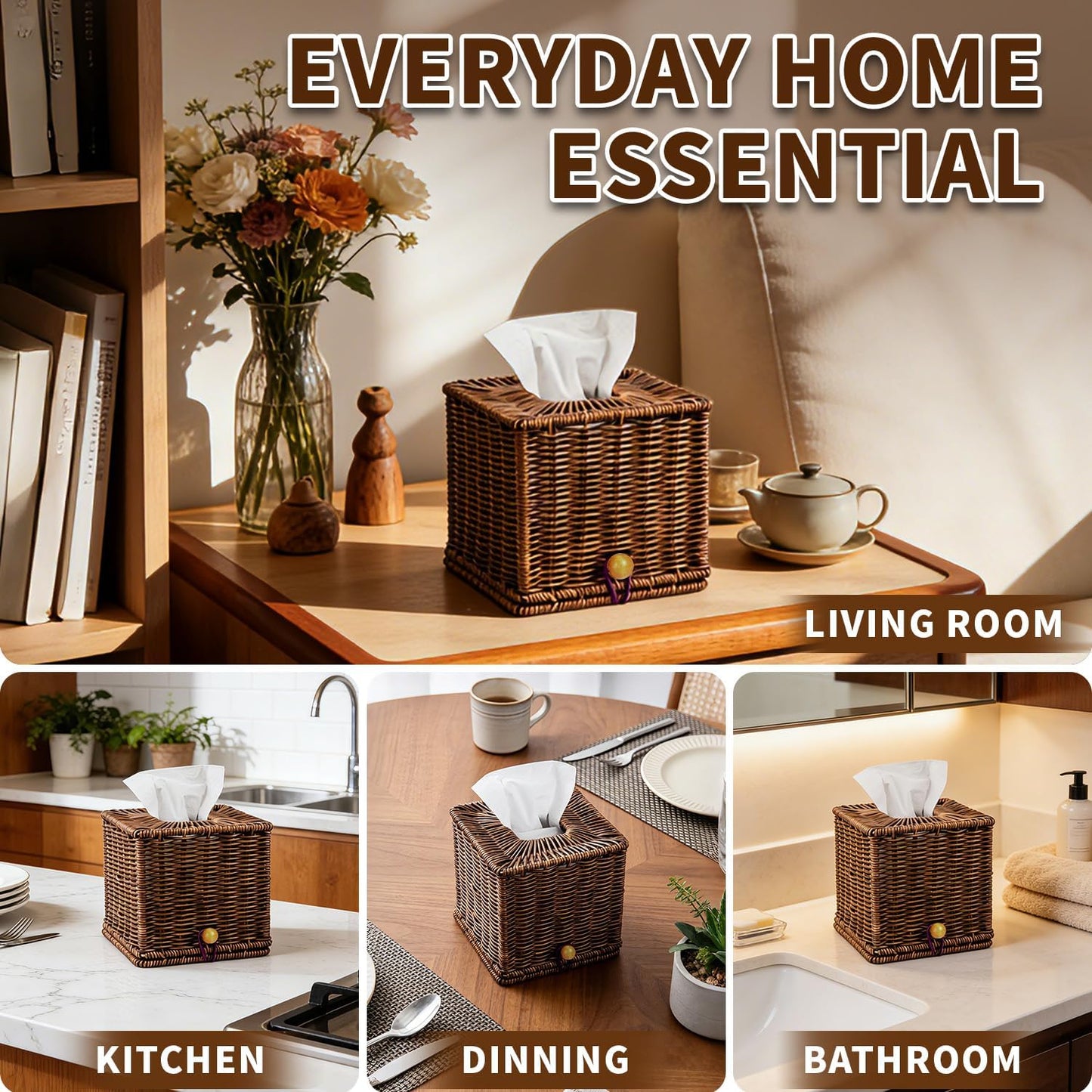 Woven Decorative Box Holders / Natural / Set of 2
