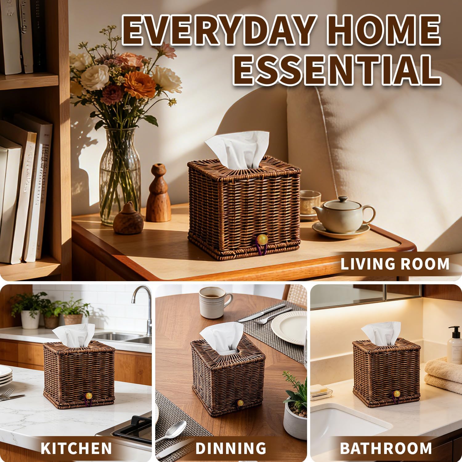Woven Decorative Box Holders / Natural / Set of 2