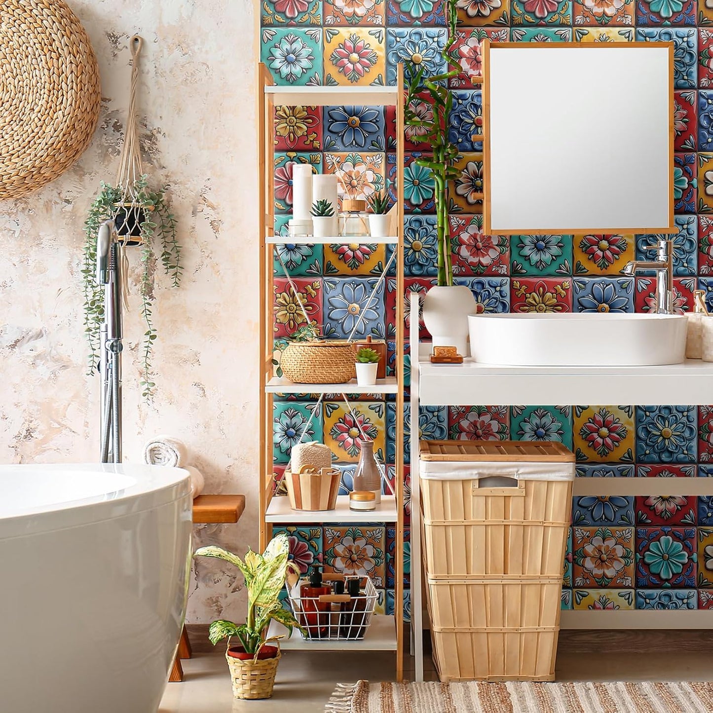 Removable Decals / Peel and Stick Backsplash Tiles / Art-04 / 5.9 x 5.9 / Set of 12