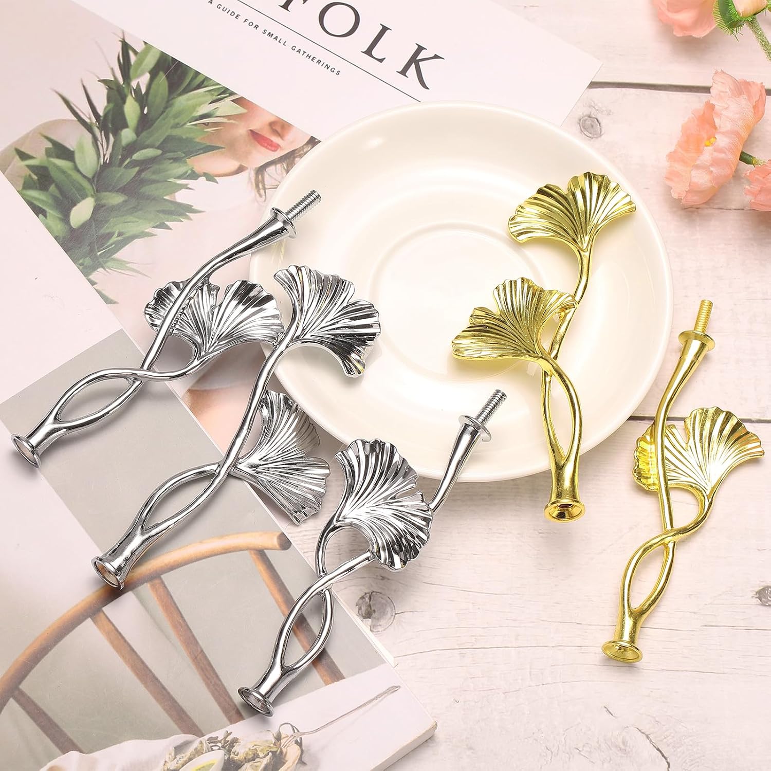 2 Tiers Cake Tray Stand Handle Metal Cake Stands Holder Cupcake Dessert Plate / Gold / Set of 3