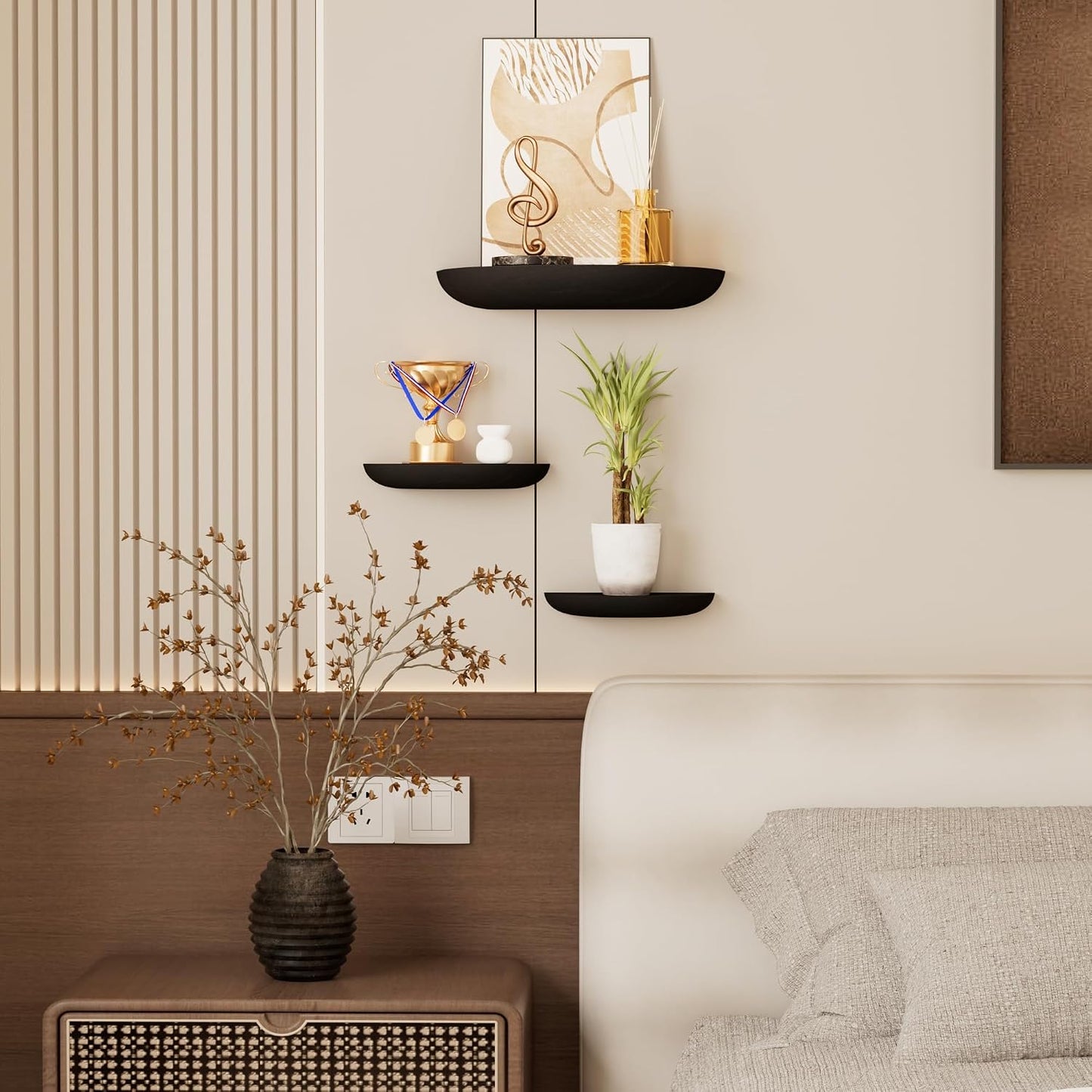 Elegant Floating Shelves / Black / Lron Bracket