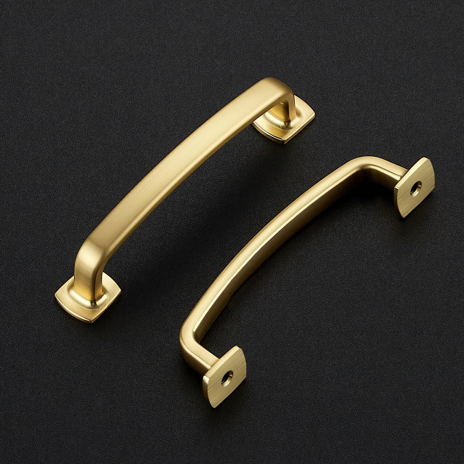 Arch Cabinet Pulls Solid 3-3/ Kitchen / Brushed Brass / 3-3/4 Inch Hole Center / 4 Inch / Set of 10