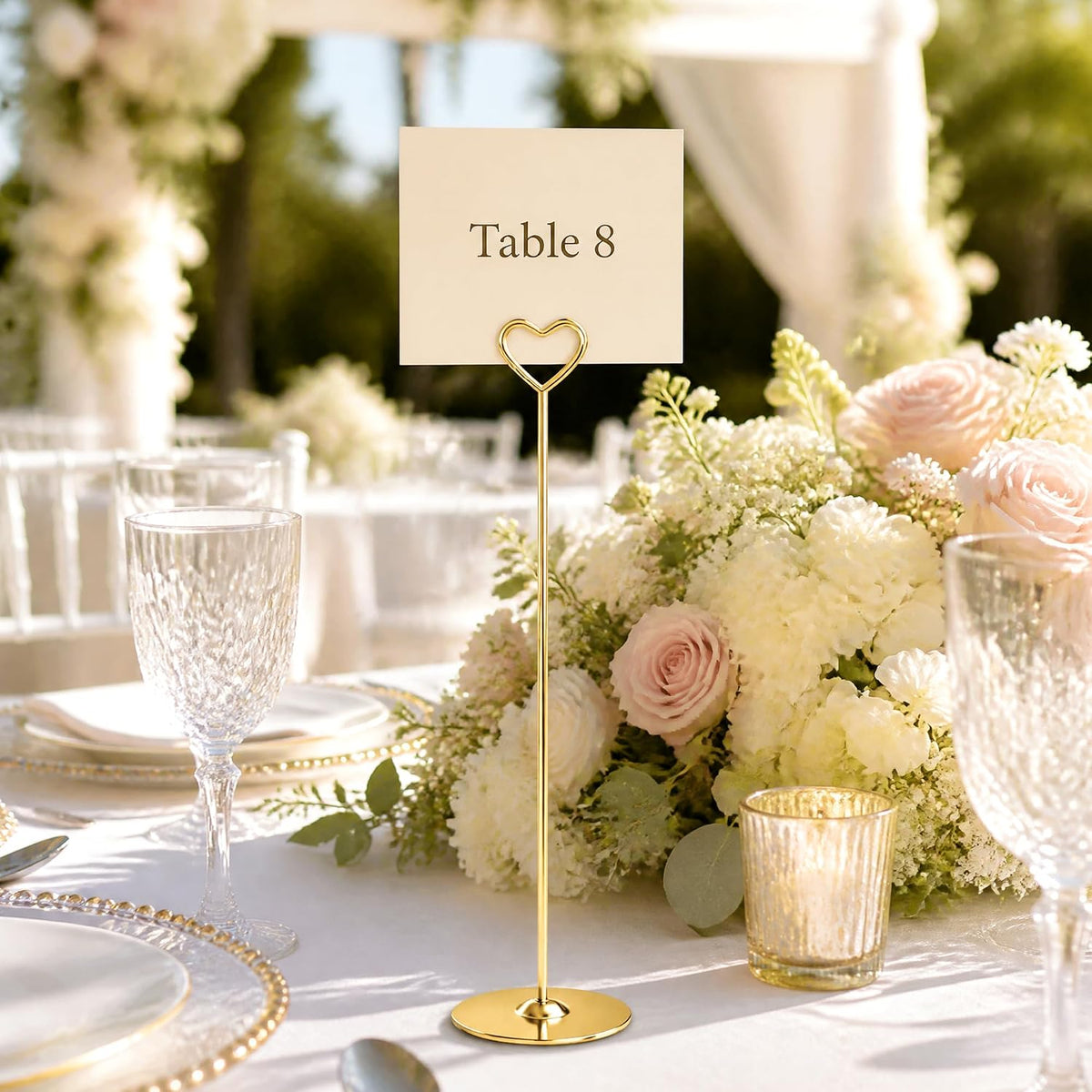 Urban Deco 16PK Gold Table Number Holders 12 Inch Place Card Holders Table Card Holders Steel Card Holders for Photos