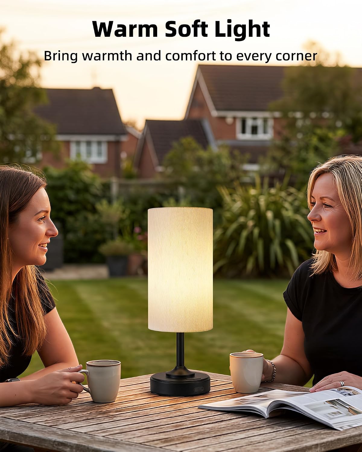 Battery Operated Lamp, Dimmable, Ambient Light, 2700K, Timer, Touch Control, Portable, LED, Wireless, Rechargeable