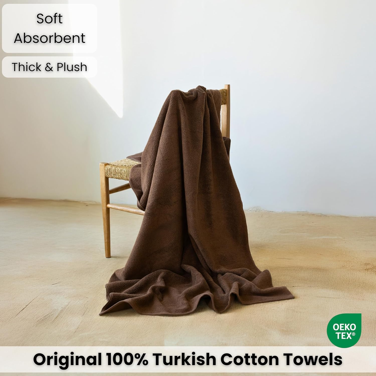 SALBAKOS 100% Turkish Cotton Bath Sheet 40x80 (1-Piece, Chocolate Brown) | Extra Large Jumbo Oversized Bathroom and