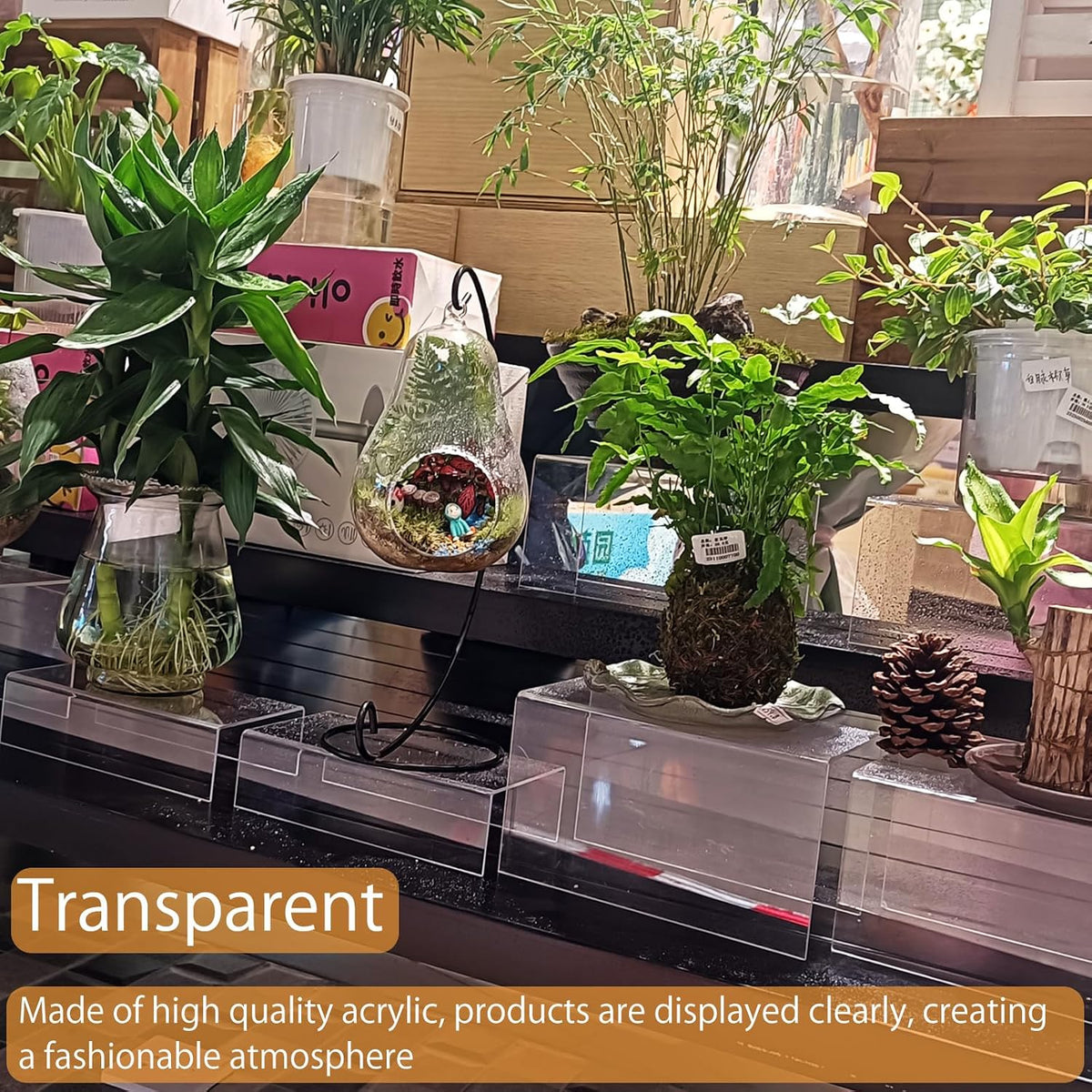 MerryNine Clear Acrylic Display Risers Stable Multi-Size | 8-Piece Set (11.8" base). Extra-wide stability for shoe