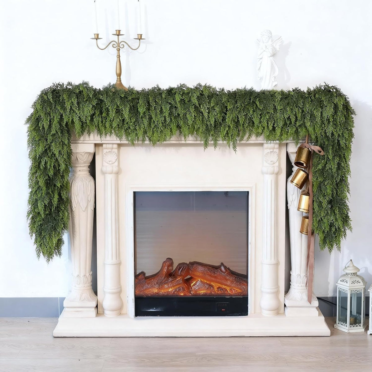 5FT 2Pcs Artificial Christmas Cedar Garlands for Home Fireplace Decoration | Thick and Lush, Realistic Faux Pine