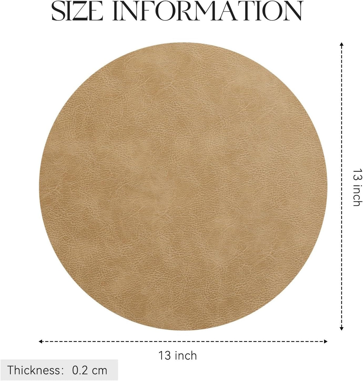 MOSAYT 13 Inch Round Vinyl Placemats Set of 8 - Faux Leather 100% Waterproof Oil-Proof Wipeable PU Place Mats, Heat
