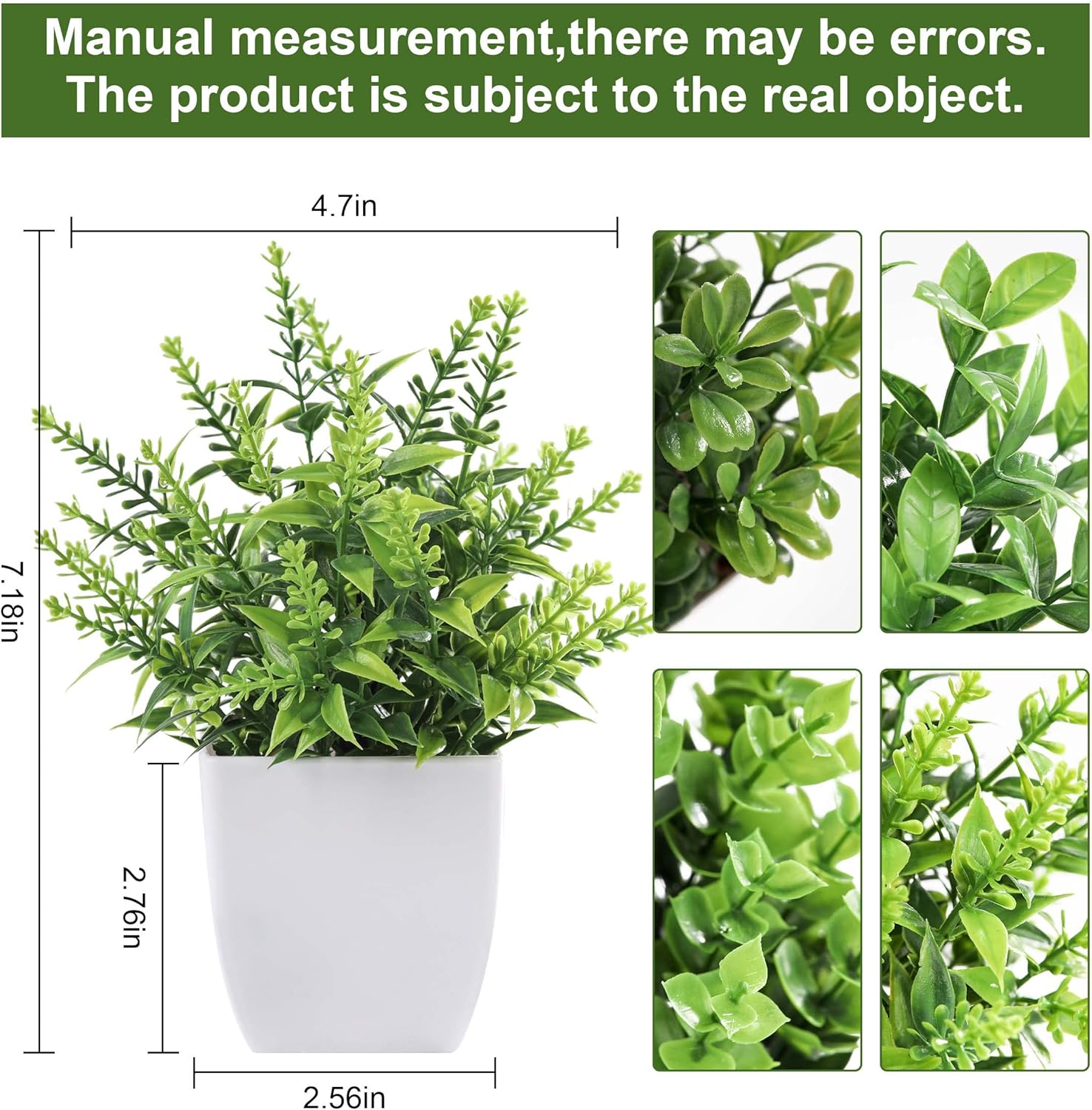 Fake Plants Mini Artificial Greenery Potted Plants / Green / Set of 4