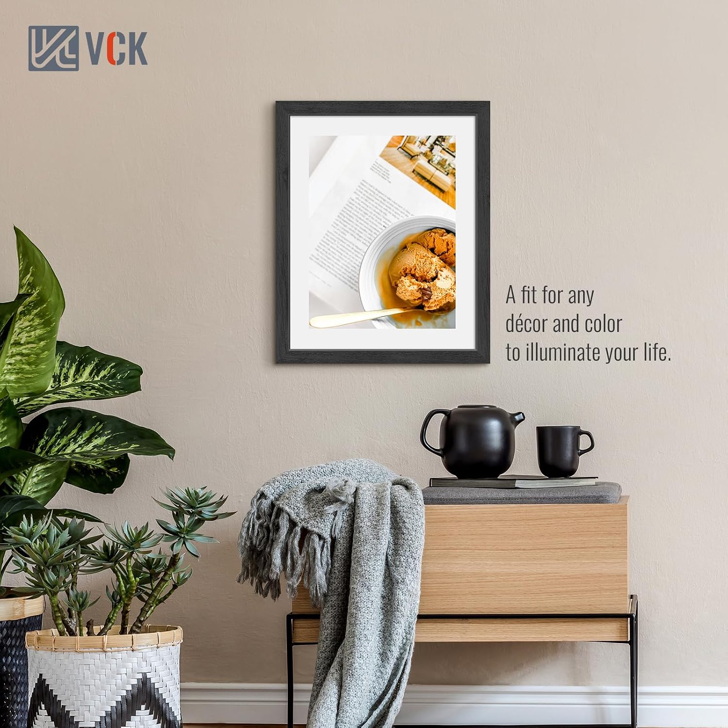 VCK 16x20 Picture Frames Set of 3, Black Woodgrain, Wall Hanging | Wide Border, Exclusive Woodgrain, Shatterproof