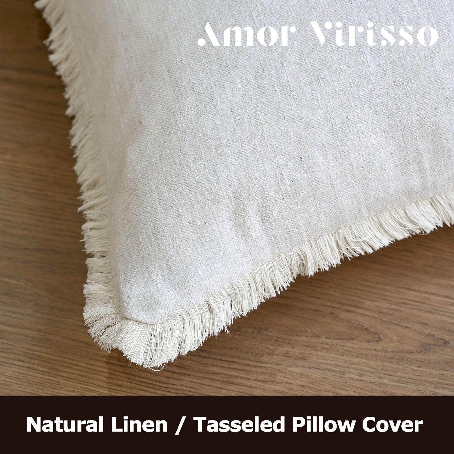 Fringe Throw Pillow Covers Boho Neutral Farmhouse Decorative / Cream White / 18 x 18 / Set of 2
