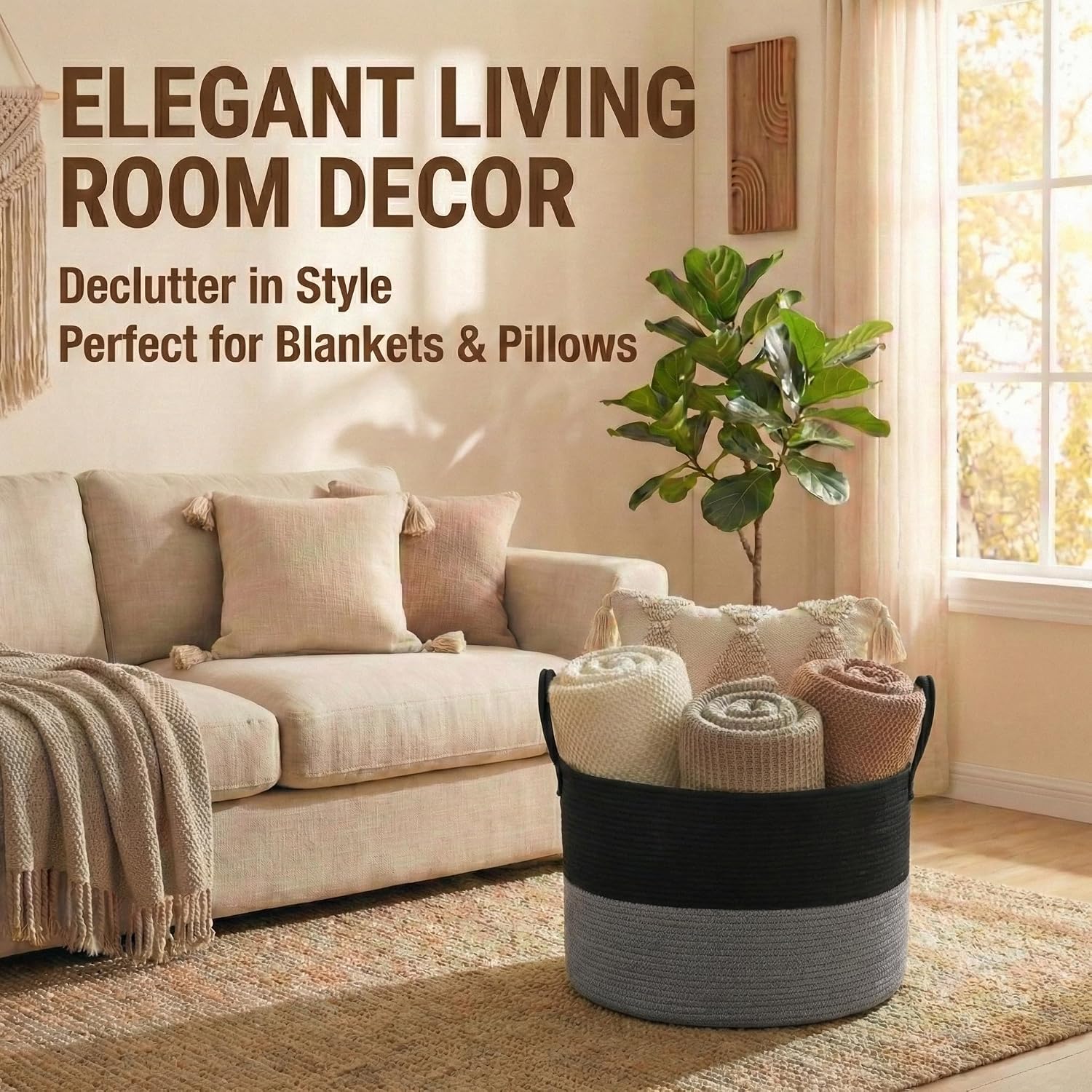 Extra Large Blanket Basket / Black&grey / 65L