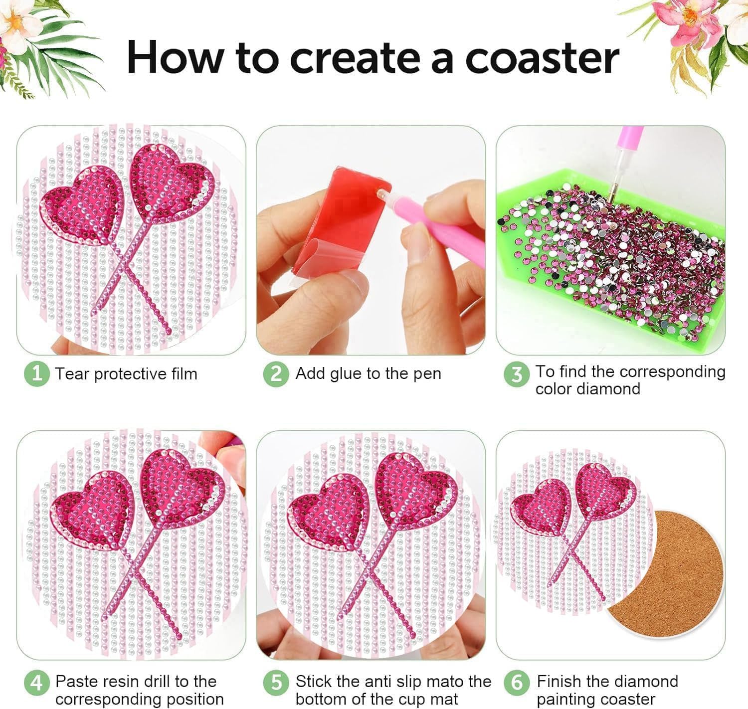 Holder Cork Pads / Pink / Set of 8