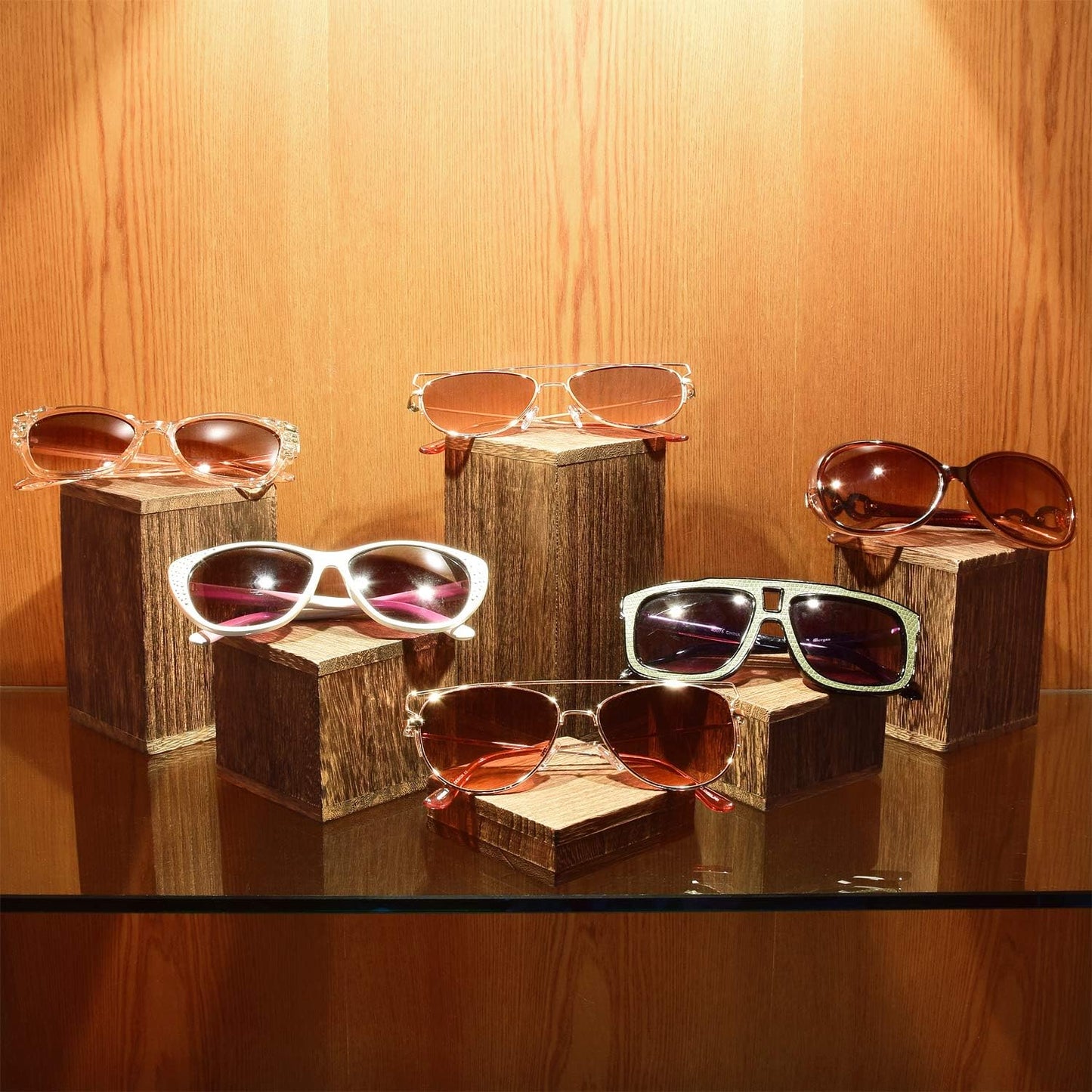 Wooden Square Risers for Display Jewelry and Accessories Display Stand Wooden / Brown / Set of 6