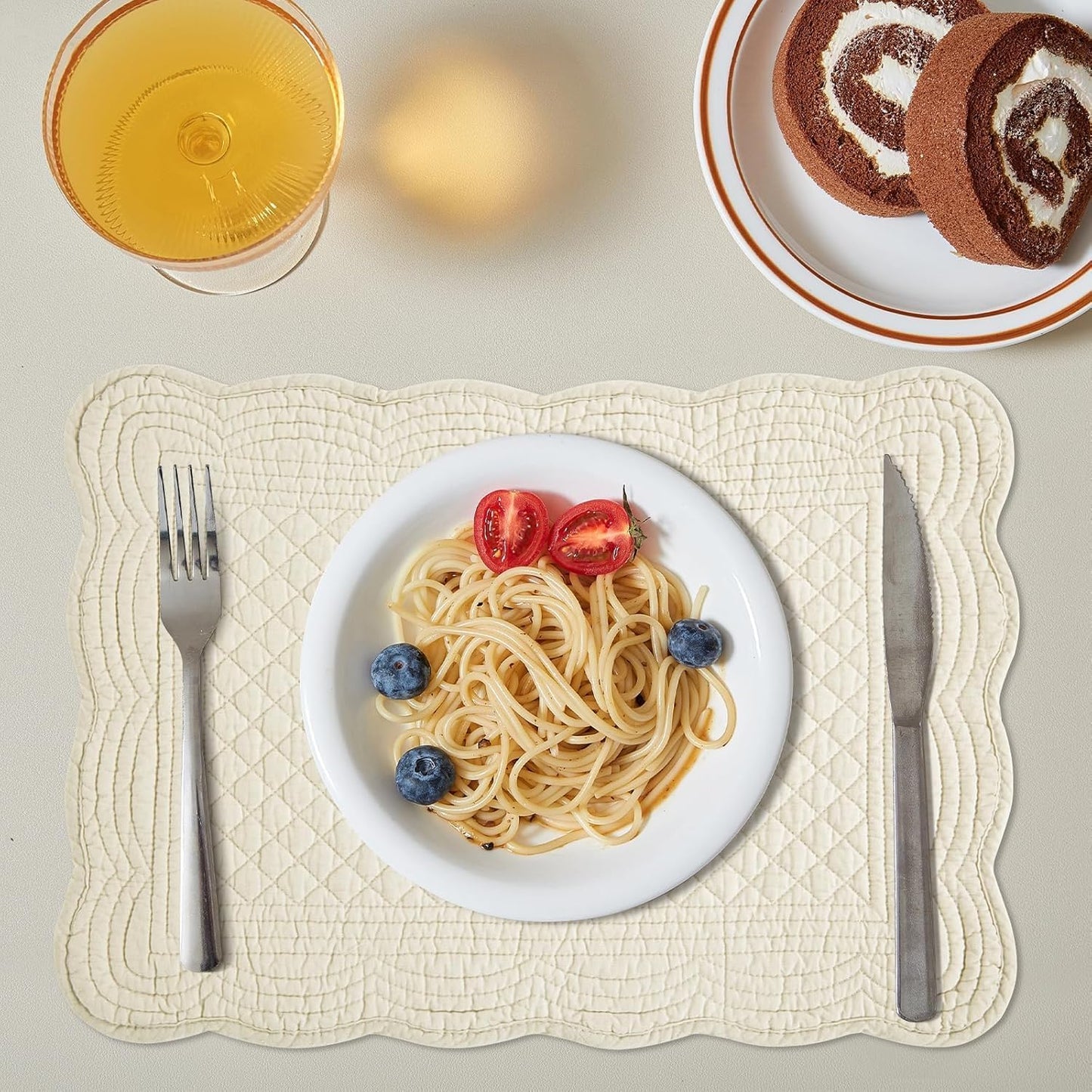 HOMBYS Quilted Placemats Set of 4 Washable-Rectangular Placemats for Kitchen Table-100% Cotton Fabric Rectangular Table
