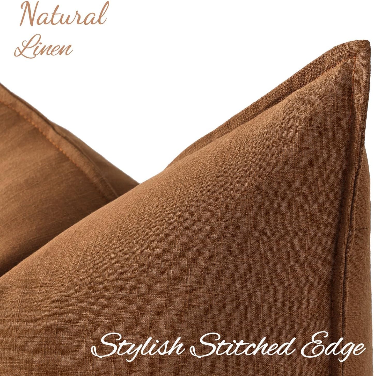 Fall Decorative Linen Throw Pillow Covers Neutral Pillow Covers / Brick / 18 x 18 / Set of 2