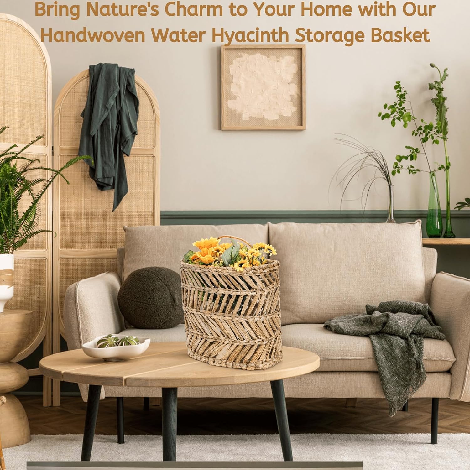 Large Woven Hanging Storage Basket / Natural / 12 x 5 x 14