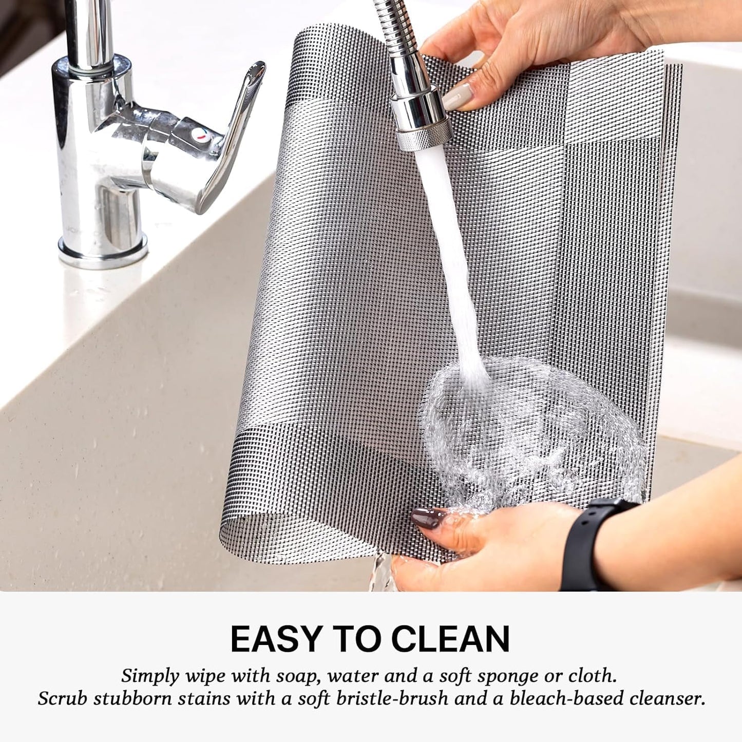 LEXMORE PlaceMats Set of 12 Vinyl/Plastic Woven Place Mats for Kitchen Table Indoor/Outdoor Washable PlaceMat Wipeable