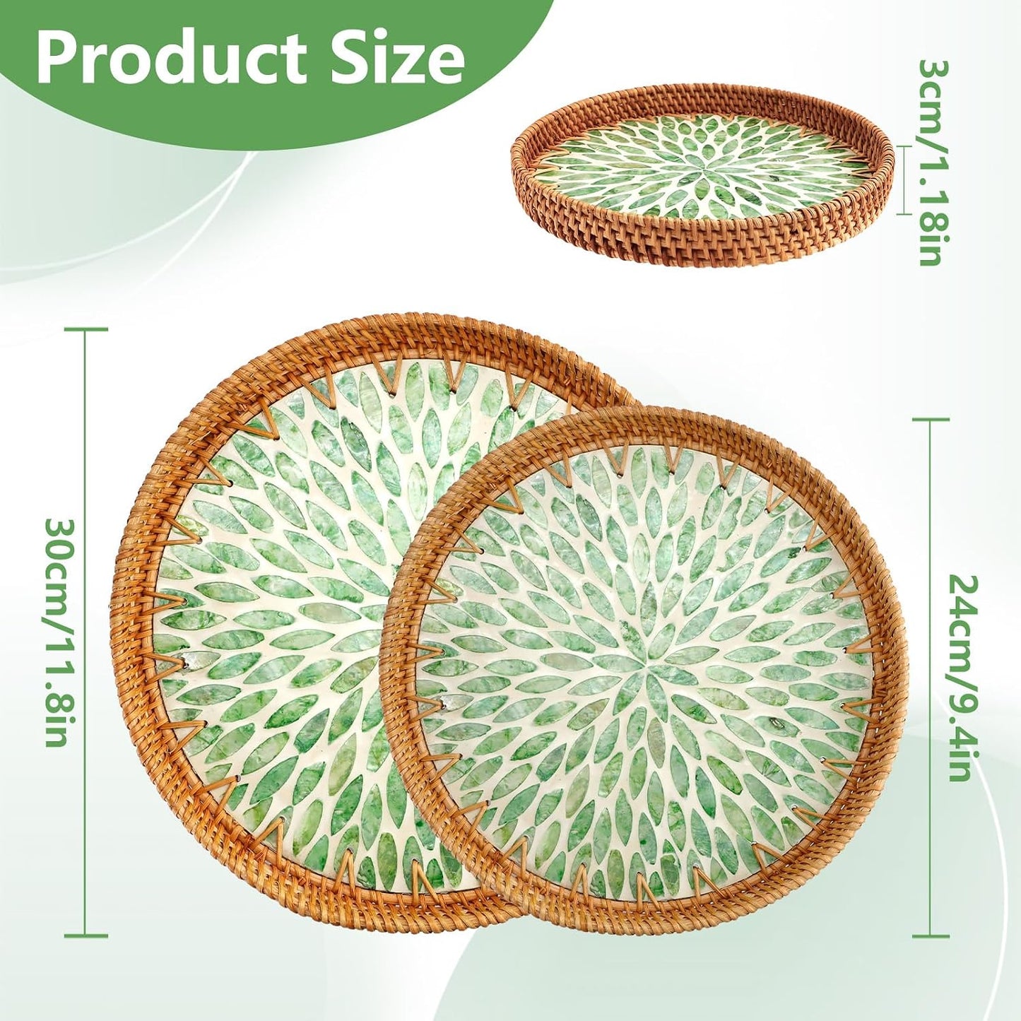 Round Rattan Tray / Set of 2