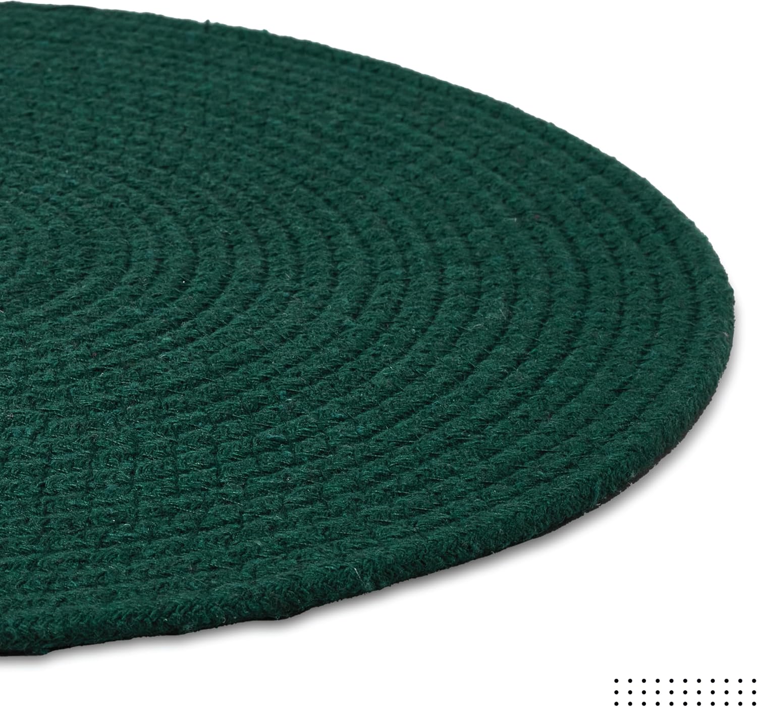 Encasa XO Placemats, Round Cotton Dining Table Mats 13" | Dark Green, Handcrafted Ribbed Texture | Heat Resistant