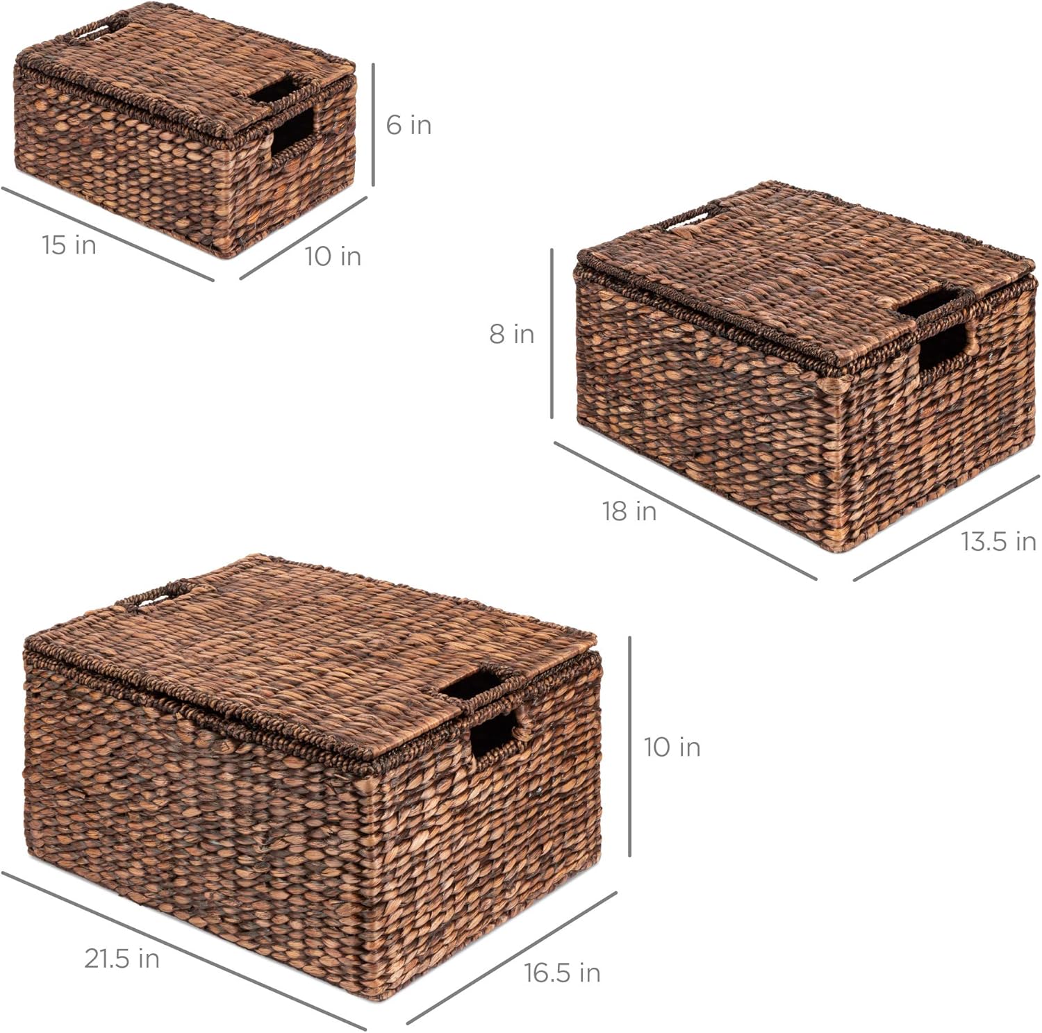 Handwoven Rectangular Organizer Totes / Set of 3
