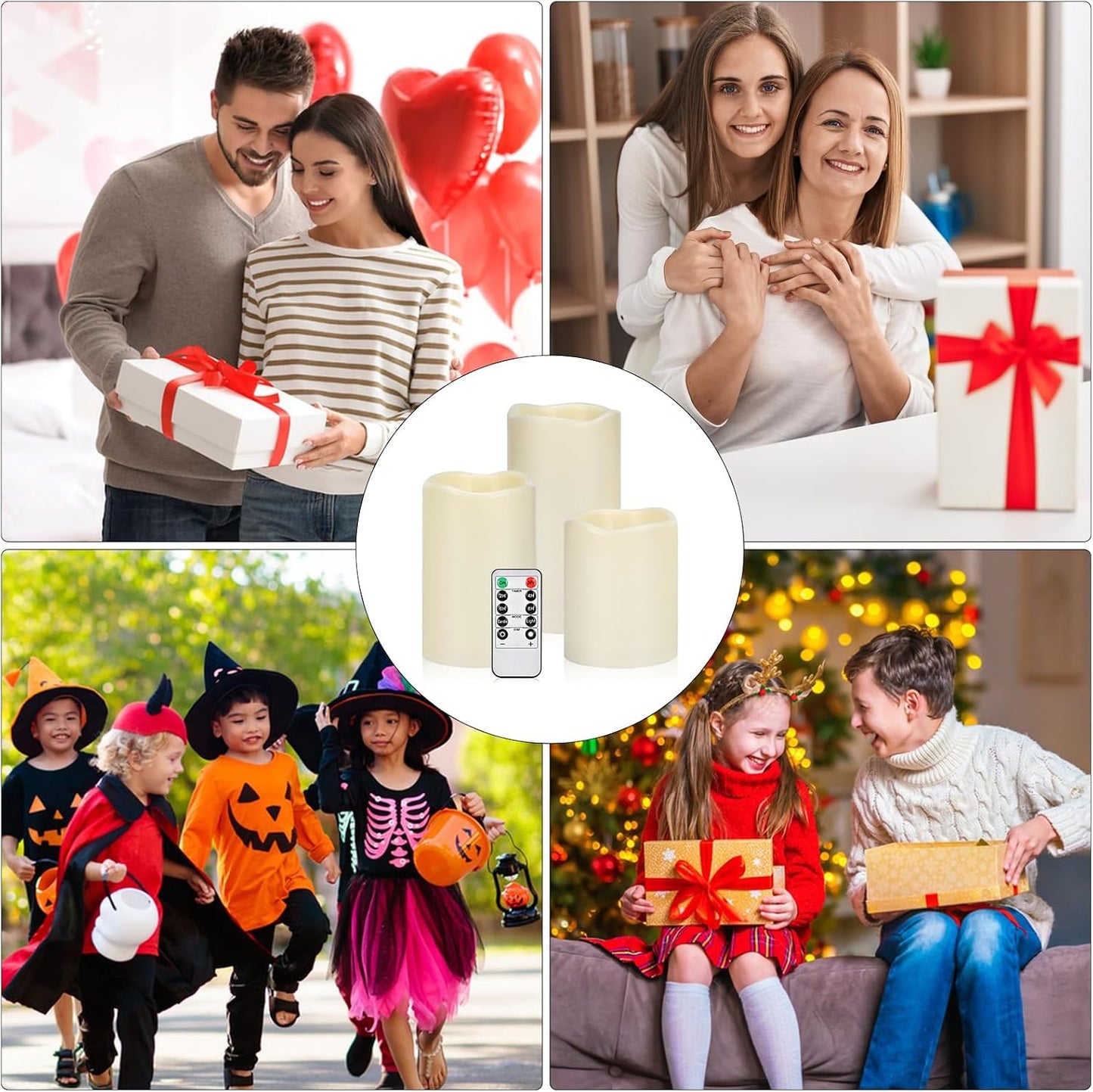 Flameless Candles 4" 5" 6" Outdoor Indoor Pillars Battery Operated Flickering Candles Include 10-Key Remote Timer 400+