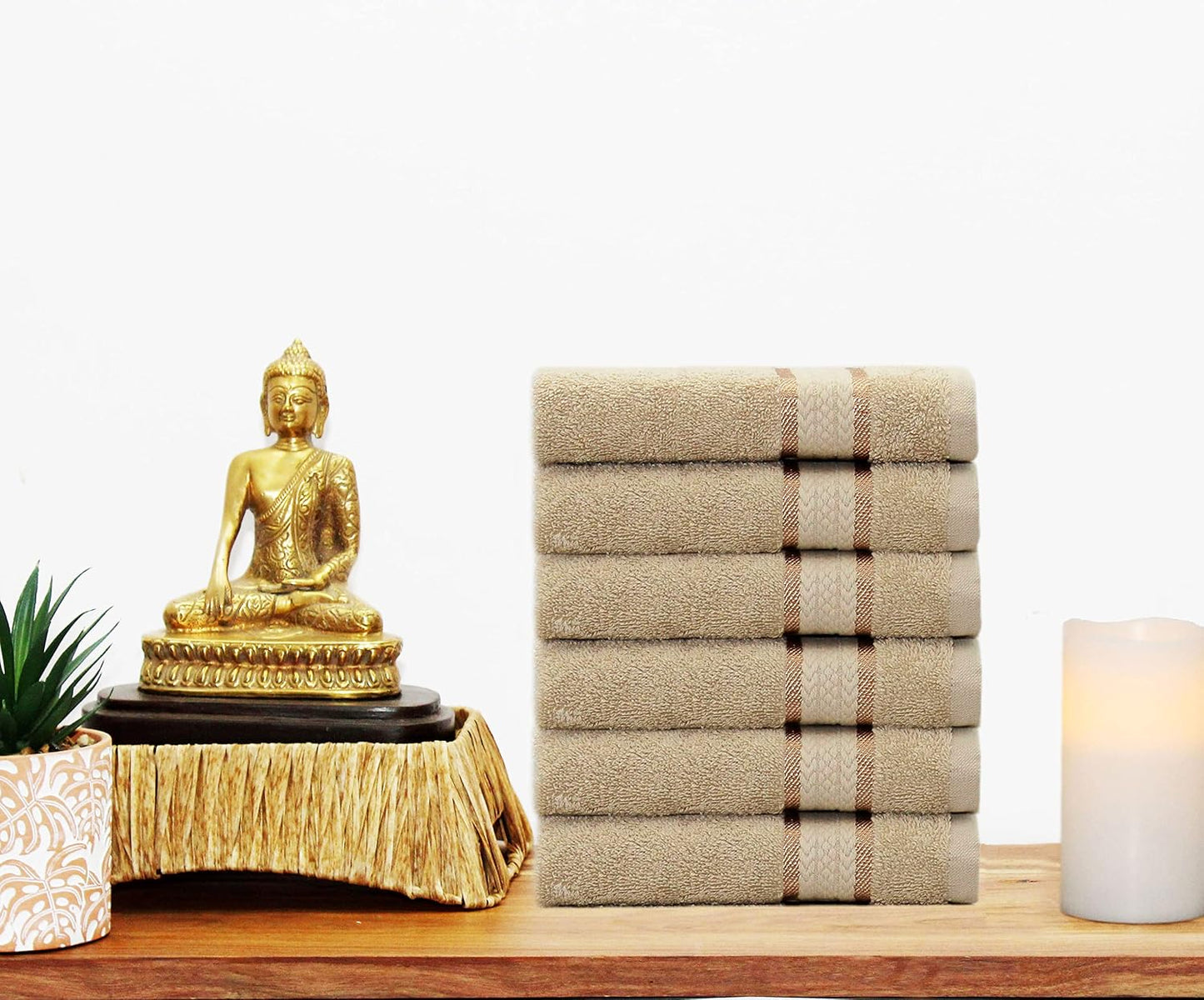 COTTON CRAFT Ultra Soft Hand Towels - 6 Pack 100% Ringspun Cotton Towel Set | Large 16x28 inch Linen Hand Towels with a